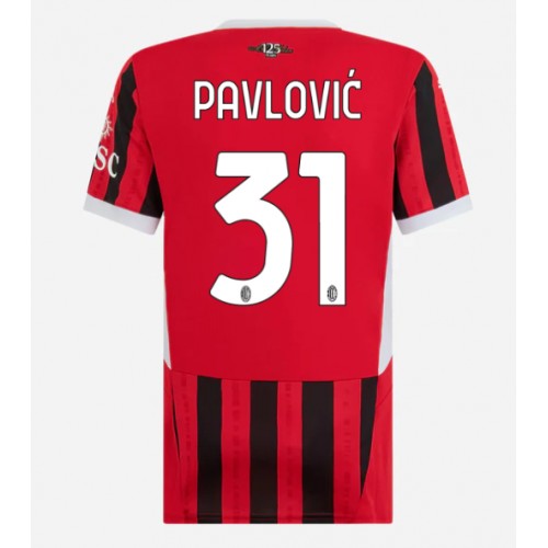 Fotballdrakt Dame AC Milan Strahinja Pavlovic #31 Hjemmedrakt 2024-25 Kortermet